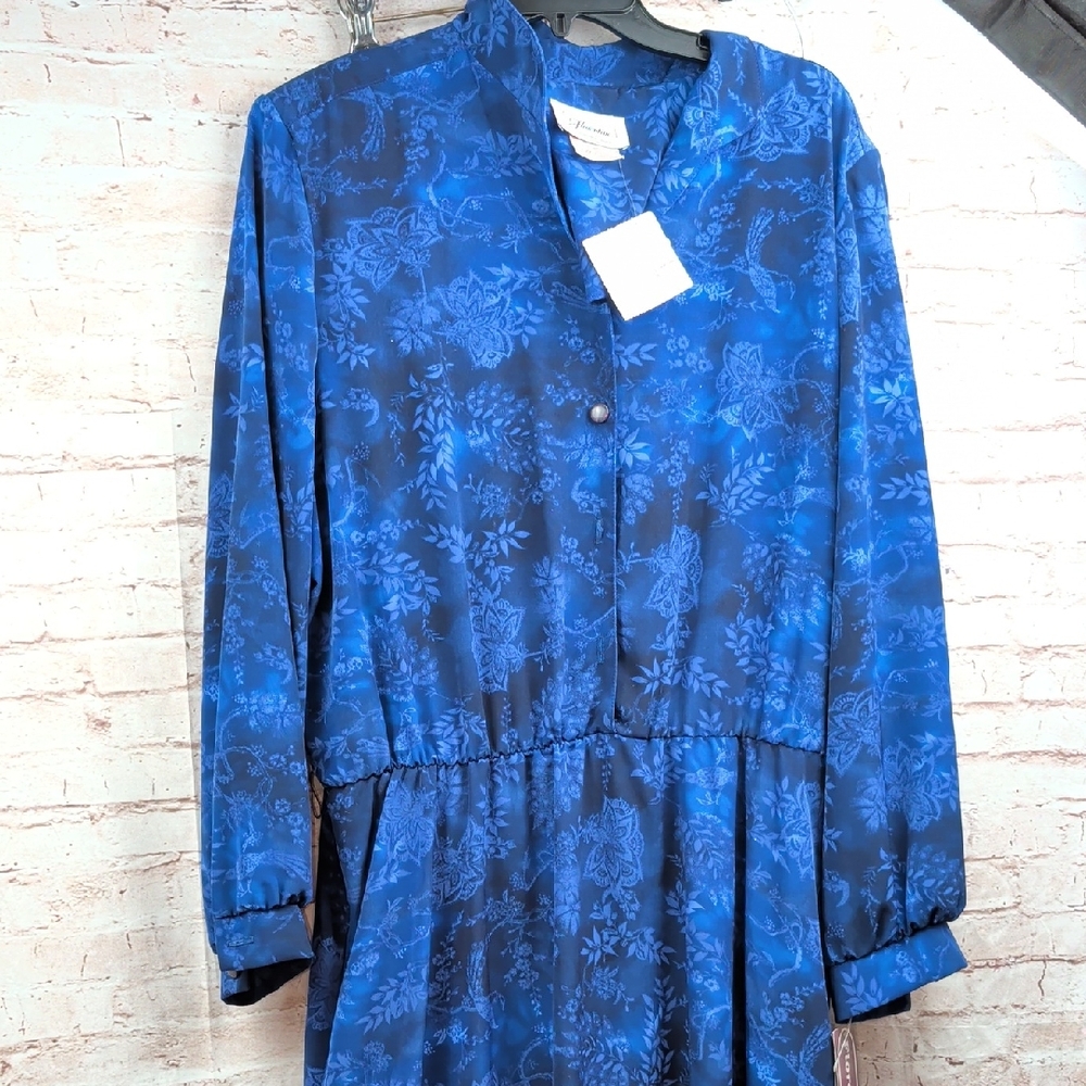 florentine Blue Floral Long Sleeve Dress Size 20 Nwt